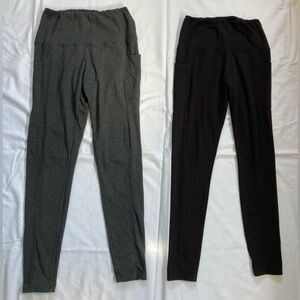 Gray and Black Fleece Lined Leggings Set